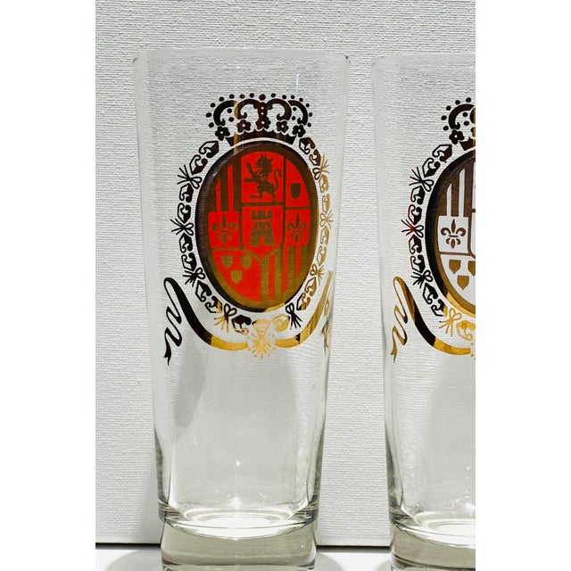 Mid-Century Modern Vintage Set of 4 Federal Glass Baronet Highball Beer Glasses For Sale - Image 3 of 5