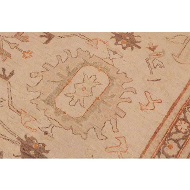 Oriental Ziegler Beige Tan Hand-Knotted Wool Rug - 9'0'' X 12'0'' For Sale In New York - Image 6 of 8