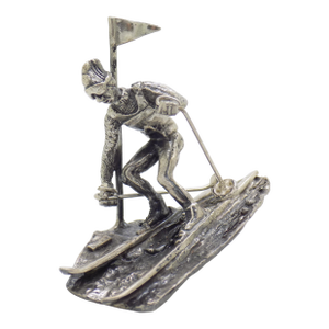 Vintage Italian Handmade Sterling Silver 925 Detailed Slalom Skier Rare Solid Figurine