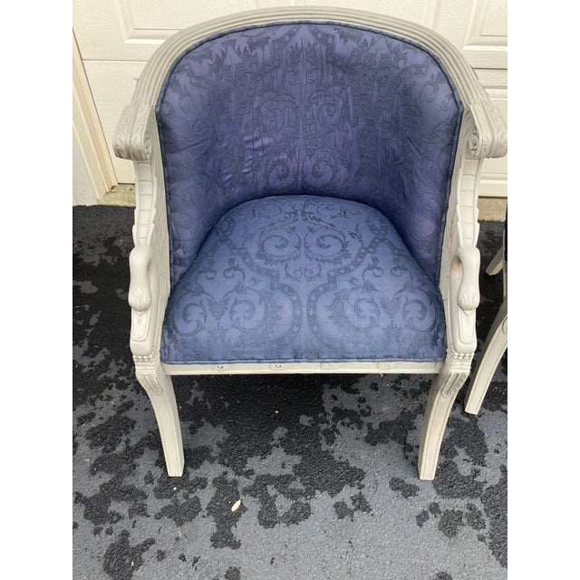 Wood 1980s Pair of French Empire Style Swan Chairs For Sale - Image 7 of 7