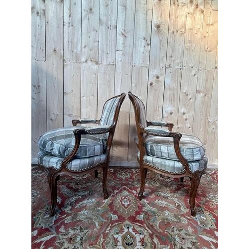 Louis XV Style Cabriolet Armchairs, Set of 2 For Sale - Image 5 of 8