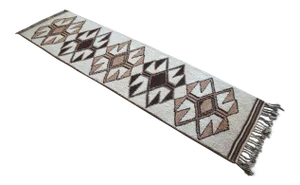 Hand-Knotted Kurdish Runner Rug . Pure Organic Undyed Wool High Pile Herki - 3′1″ × 11′6″