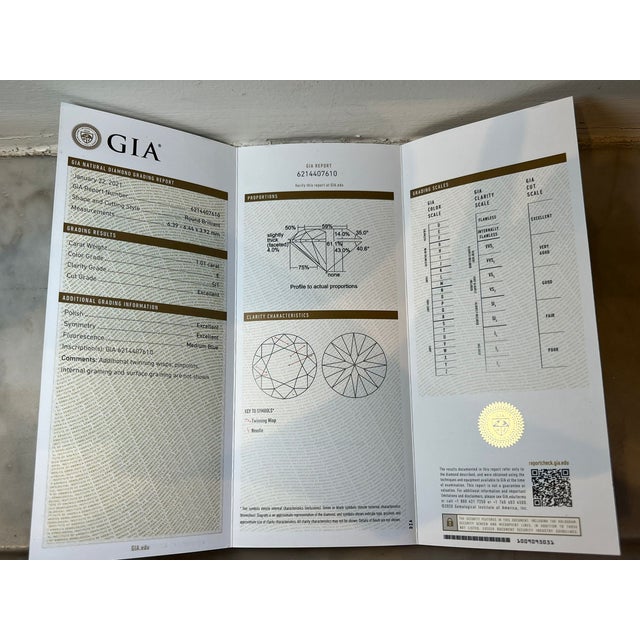 Gia 18ct Yellow Gold & Platinum Diamond Engagement Ring 1.37ct 3.7g, Size 6 For Sale - Image 9 of 10