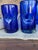 Vintage Spanish Revival Hand-Blown Seeded Cobalt Blue Pinched Dimple Glass Pitcher & Tumbler Set - 8 Pieces For Sale In Phoenix - Image 6 of 8