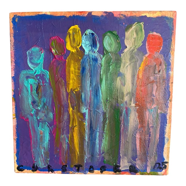 Colorful Abstract Figurative Painting by Artist Christopher Shoemaker, Signed For Sale