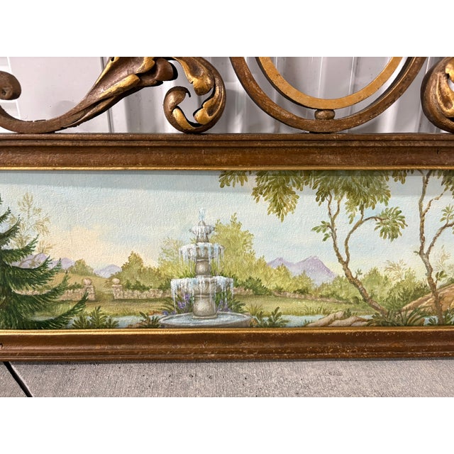 French Decorative Wrought Iron Hanging Sign With a Modern Painting, 19th Century For Sale - Image 9 of 10