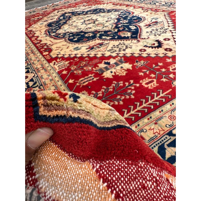Red Persian Heriz Red/Ivory Hand-Knotted Area Rug For Sale - Image 8 of 9