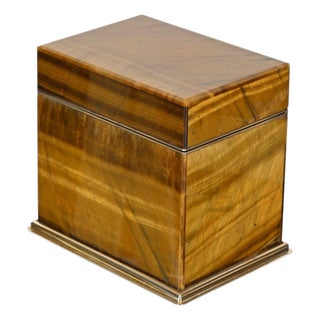 Tiger's Eye and Gilt 800 Silver Box from Gioielleria Mazzetti Milano, Italy, 1950s For Sale