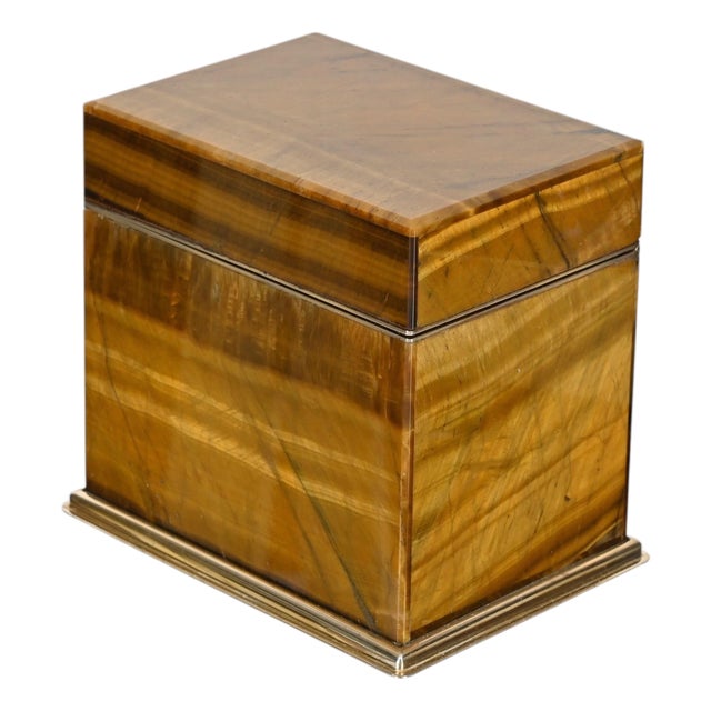 Tiger's Eye and Gilt 800 Silver Box from Gioielleria Mazzetti Milano, Italy, 1950s For Sale