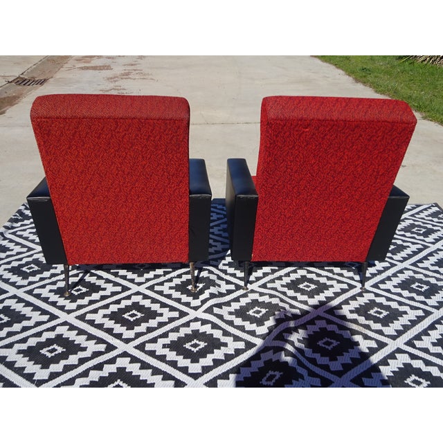 Vintage Red and Black Chairs with Compass Feet, 1970s, Set of 2 For Sale - Image 13 of 18