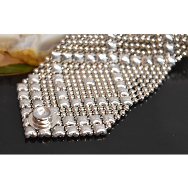 Contemporary Late 20th Century SG Liquid Metal Silver by Sergio Gutierrez Classic Mesh Wide Bracelet For Sale - Image 3 of 15
