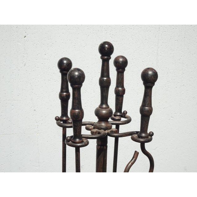 Black Share Set of Four Vintage French Country Black Cast Iron Fireplace Tools For Sale - Image 8 of 17