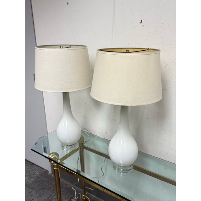 Opaline Teardrop Table Lamps, Pair For Sale - Image 4 of 12