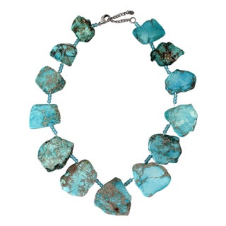 Vintage Turquoise Jasper Beaded Necklace For Sale