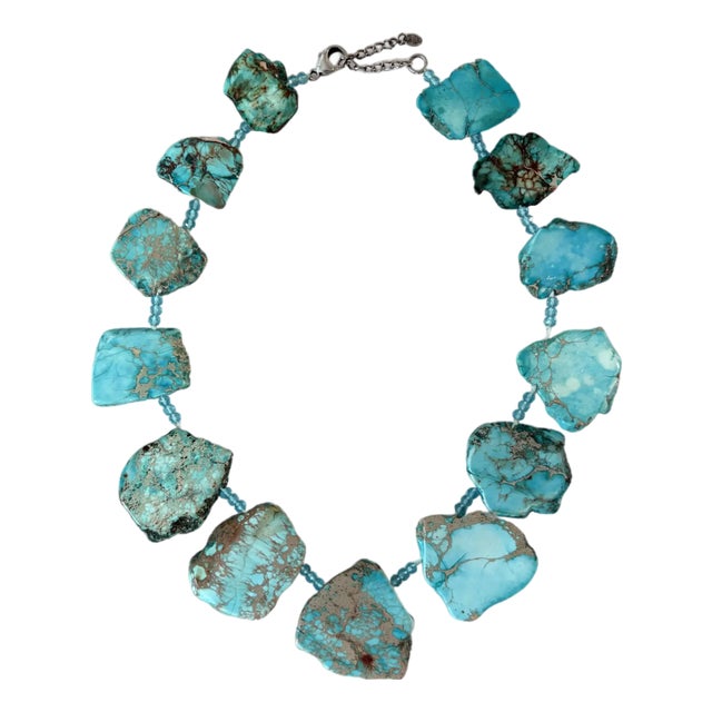 Vintage Turquoise Jasper Beaded Necklace For Sale