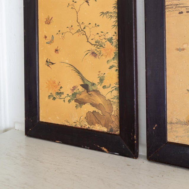Pair of 1960s Chinoiserie Printed Paper Panels With Asian Bird Motif For Sale - Image 13 of 14