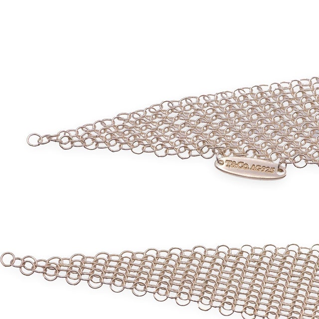 Modern Tiffany & Co. Elsa Peretti Sterling Silver Mesh Tie Scarf Necklace 41.5" Large For Sale - Image 3 of 6
