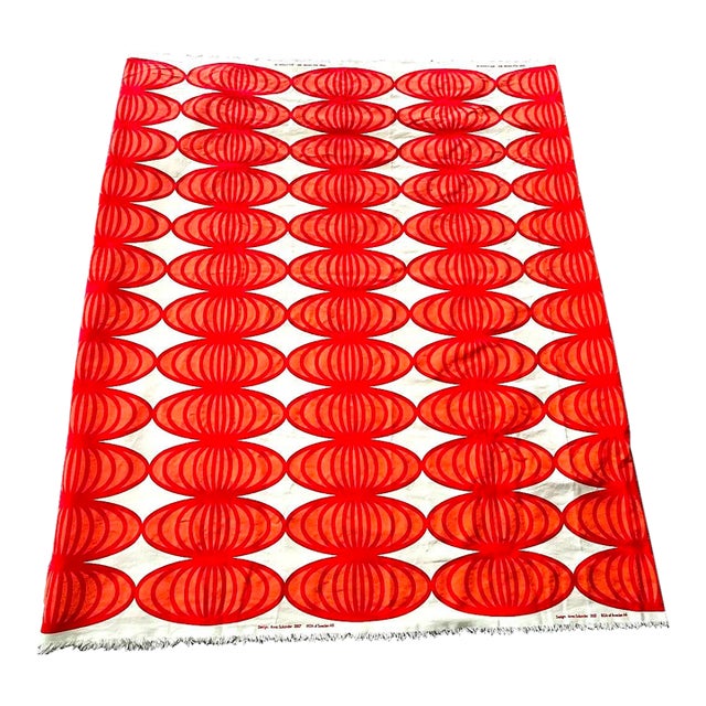 2007 Ikea Anna Salander 'Tyglösa' Red & Orange Fabric Remnant, Approximately 8' For Sale