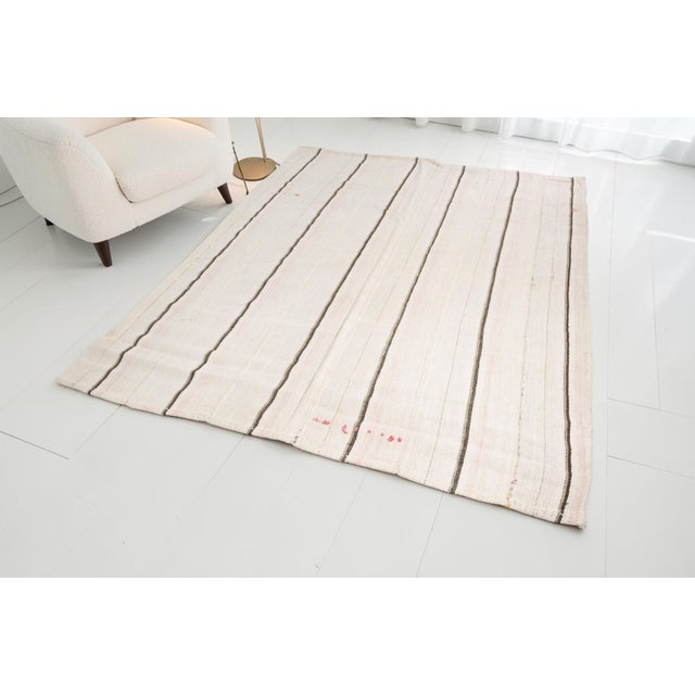 Off-white Vintage Anatolian Stripe Kilim Rug For Sale - Image 8 of 11