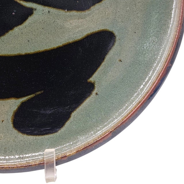 1978 Richard Mahaffey Stoneware Platter With Abstract Glaze Pacific Northwest Studio Pottery For Sale - Image 4 of 8