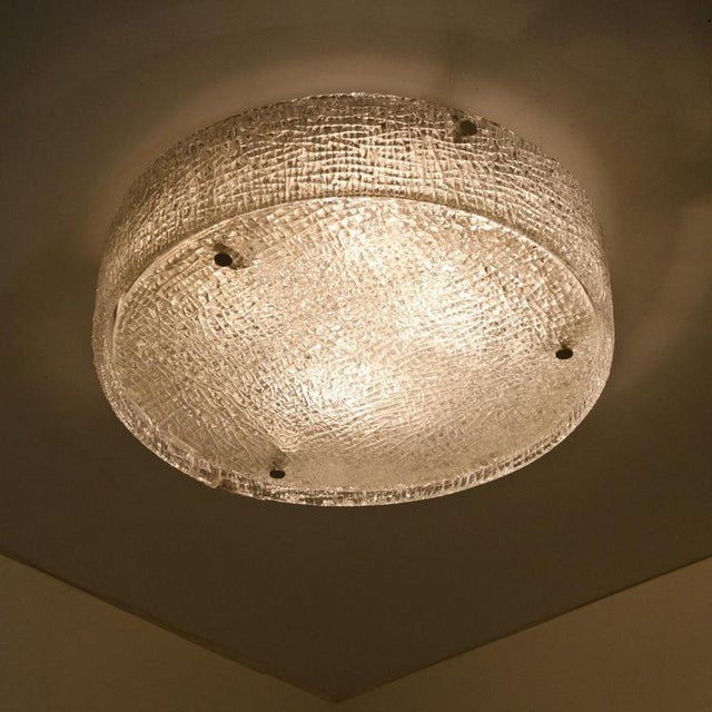 Frosted Glass Flush Mount attributed to Kaiser, Germany, 1960s For Sale - Image 8 of 11