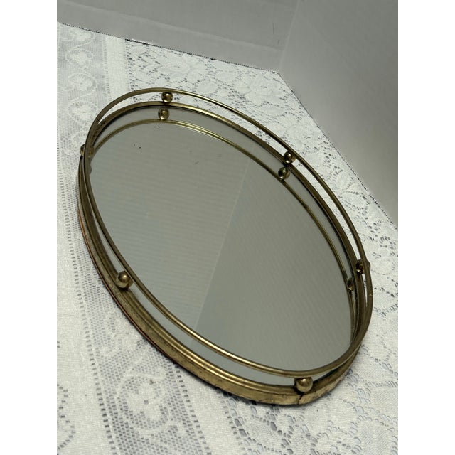 Vintage Gold Toned Mirror Tray, Midcentury 1970s For Sale - Image 4 of 6