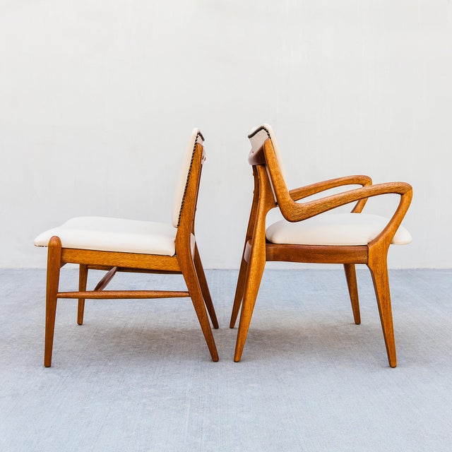 Restored 1950s Brown Saltman Solid Mahogany Dining Chairs in Edelman Leather For Sale - Image 11 of 18