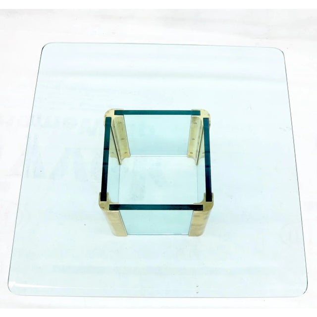 Mid-Century Modern Square Glass and Brass Coffee Table For Sale - Image 9 of 10