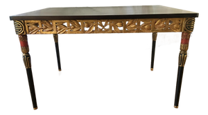 Vintage Hollywood Regency Giltwood & Ebonized Greek Key Console Table