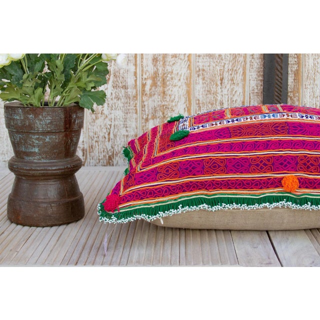 Early 21st Century Kajal Thar Silk Embroidered Antique Pillow For Sale - Image 5 of 8