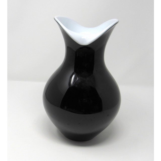 Orrefors of Sweden Black and White Cased Glass Vase Chairish