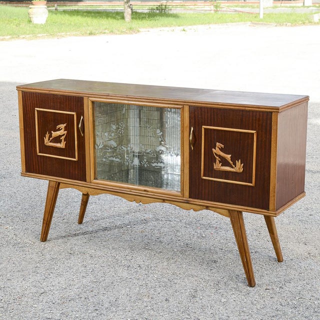 Two-Tone Bar Cabinet Sideboard with Carved Cevi, Italy, 1960s For Sale - Image 12 of 18