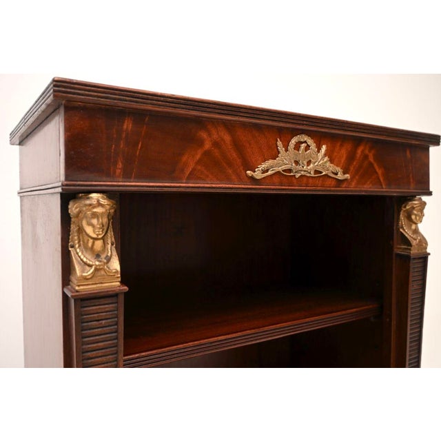 Brown Antique Neoclassical Empire Style Open Bookcase, 1930 For Sale - Image 8 of 10