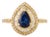 Pear Shape Blue Sapphire Halo Diamond Vintage Engagement Ring Size 6.5 For Sale