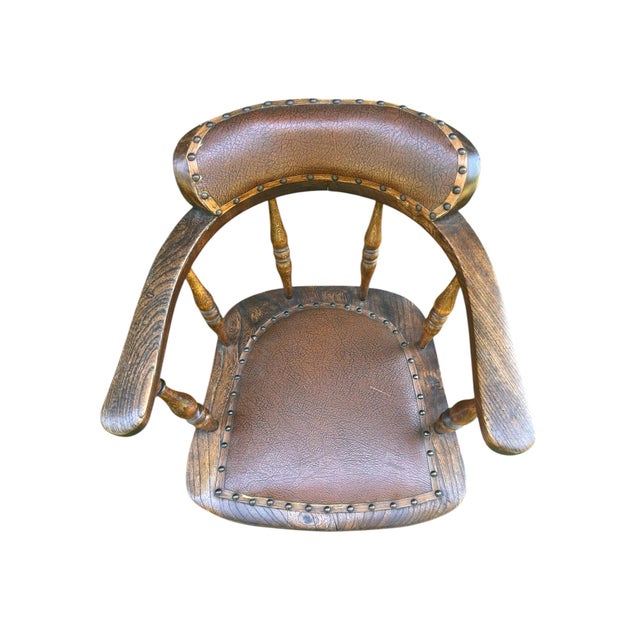 Mid 19th Century 19th Century Wabi Sabi Naturally Distressed English Elm Smokers Bow Captains Armchair Signed J. C. For Sale - Image 5 of 12