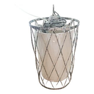 Weir's Furniture - Hanging Circular Metal Cage Light Fixture (20"l X 13"w) - Model# P-1075 - Brand New, Never Opened For Sale