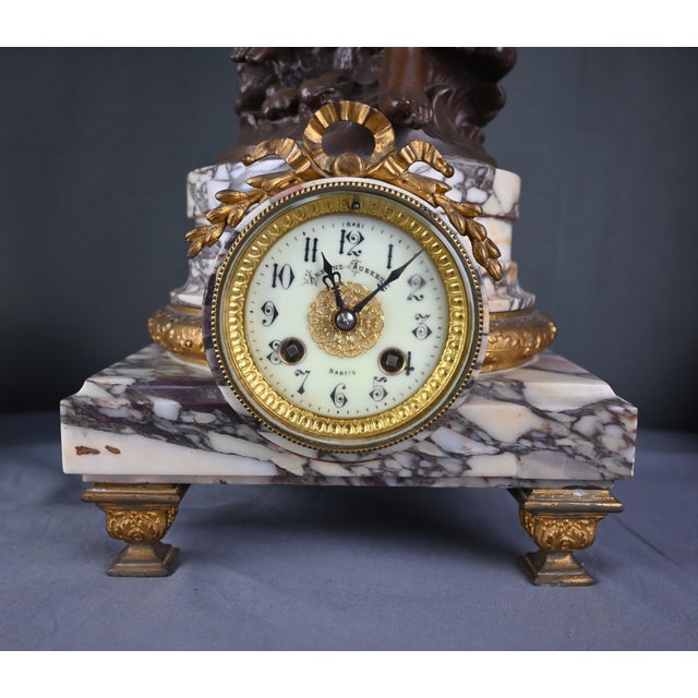 Early 20th Century Marble and Spelter Fireplace Mantel Set by A. Moreau, Set of 3 For Sale - Image 16 of 18
