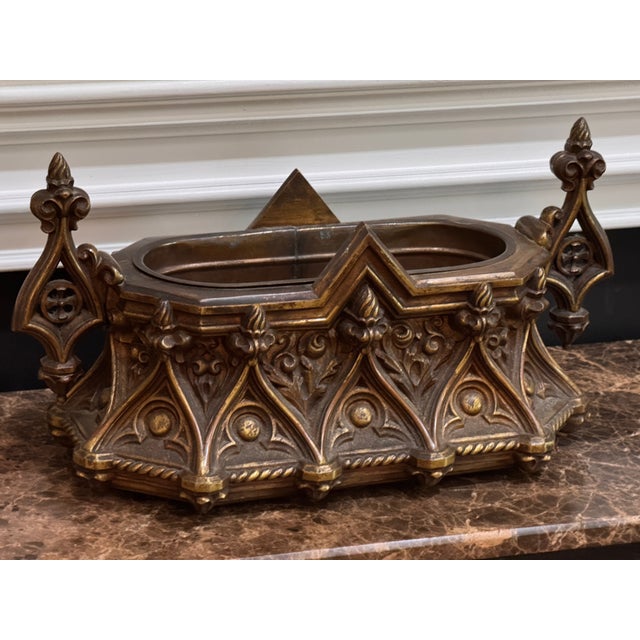 Bronze Mid-19th Century English Gothic Revival Cast Bronze Planter For Sale - Image 8 of 12