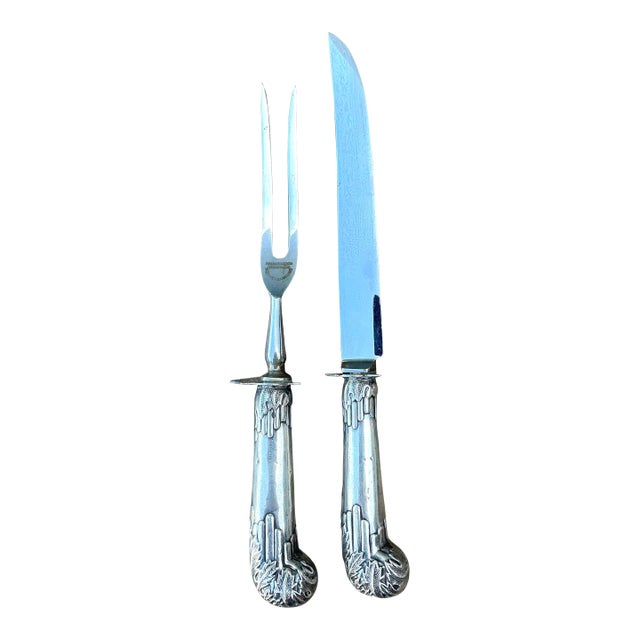 Vintage Sterling Carving - Set of 2 For Sale