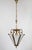 French 1950s Large Brass & Etched Glass Hall Lantern Ceiling Light For Sale - Image 3 of 12