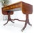 Yew Wood Drop Leaves Two Drawers Low Profile Brass Feet Desk Console Table MINT For Sale - Image 15 of 18
