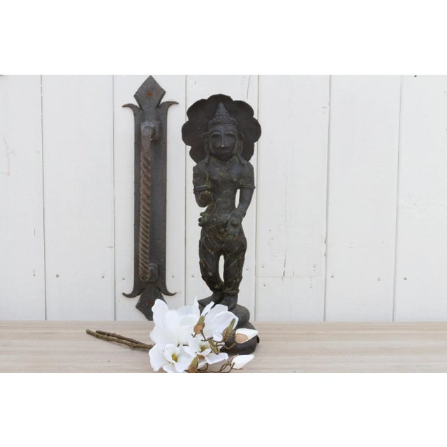 Antique Indian Oxidized Brass Statue For Sale - Image 10 of 11