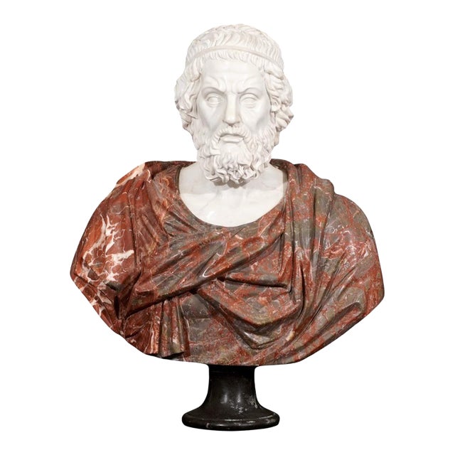 Early 20th C. Italian Marble Bust of Homer, the Legendary Ancient Greek Poet. For Sale