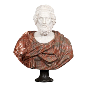 Early 20th C. Italian Marble Bust of Homer, the Legendary Ancient Greek Poet.
