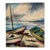 Henry Emil Salloch Original Pastel on Paper Expressionist Harbor Seascape, 1966. For Sale