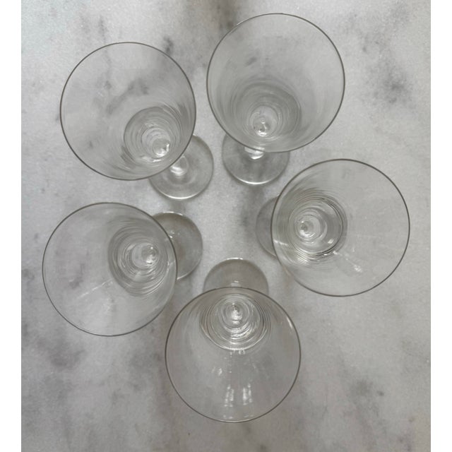 Set of 5 Vintage French Bayel Crystal "Venus" Champagne Flutes For Sale - Image 10 of 12