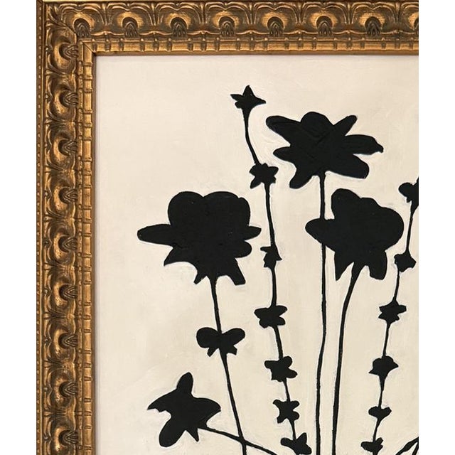Contemporary Original Contemporary Framed Black Ad White Floral Painting For Sale - Image 3 of 3
