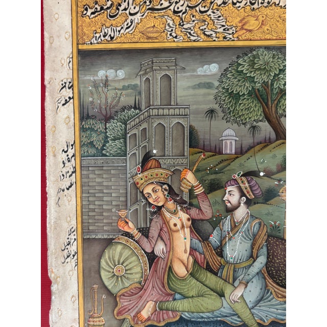 Indian Late 19th Century Framed Set of Kama-Sutra Art - Set of 2 For Sale - Image 3 of 10