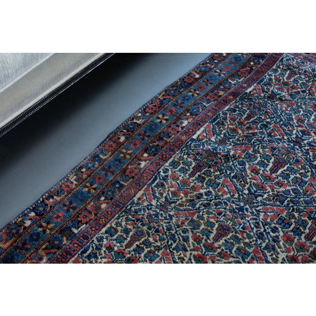 Early 1900s Antique Floral Botanical Allover Ivory Cream Blue Navy Hand Knotted Rug - 4’8” X 6' For Sale In Los Angeles - Image 6 of 13