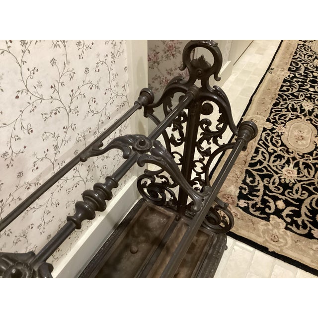 Victorian Rococo French-Inspired Scrollwork Cast Iron Umbrella Stand 1800’s Rare Originally From an Expensive Hotel in the 1800’s For Sale In South Bend - Image 6 of 11